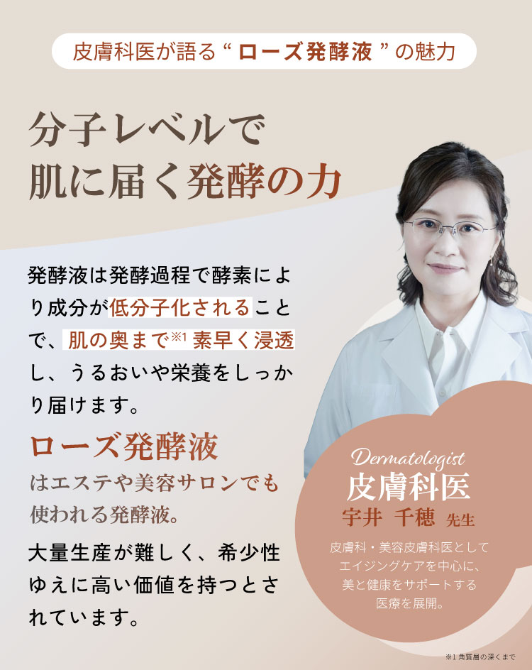 皮膚科医が語る“ローズ発酵液”の魅力　-　分子レベルで
肌に届く発酵の力